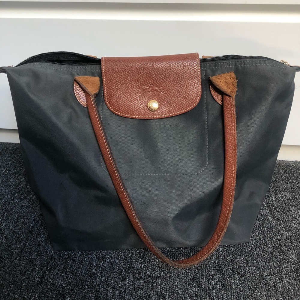 Small Dark Gray Longchamp Shoulder Bag